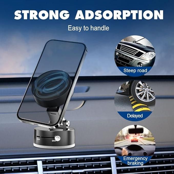 Vacuum‑Lock Magnetic Phone Holder – 360° Car/Glass Mount