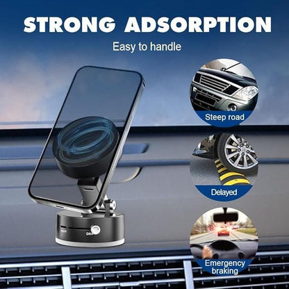 Vacuum‑Lock Magnetic Phone Holder – 360° Car/Glass Mount