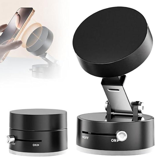 Vacuum‑Lock Magnetic Phone Holder – 360° Car/Glass Mount