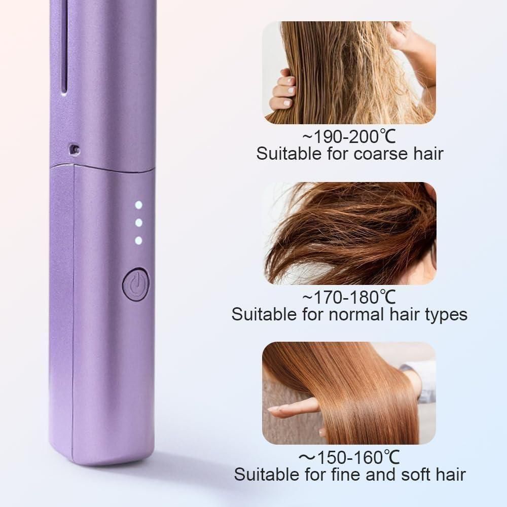 GlideGo USB‑Rechargeable Mini Hair Straightener Brush
