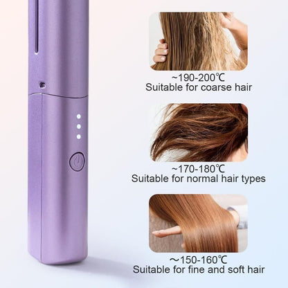 GlideGo USB‑Rechargeable Mini Hair Straightener Brush
