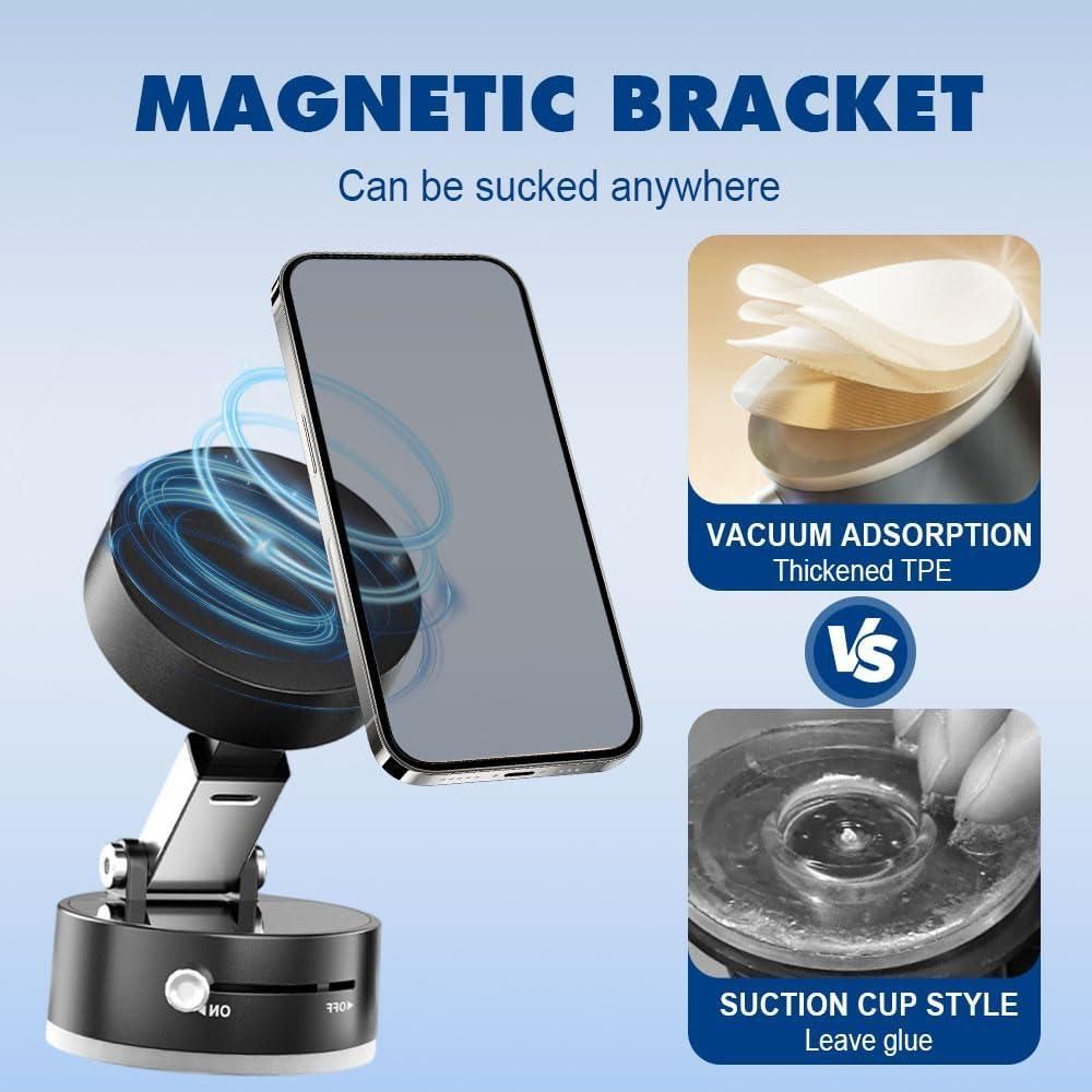 Vacuum‑Lock Magnetic Phone Holder – 360° Car/Glass Mount