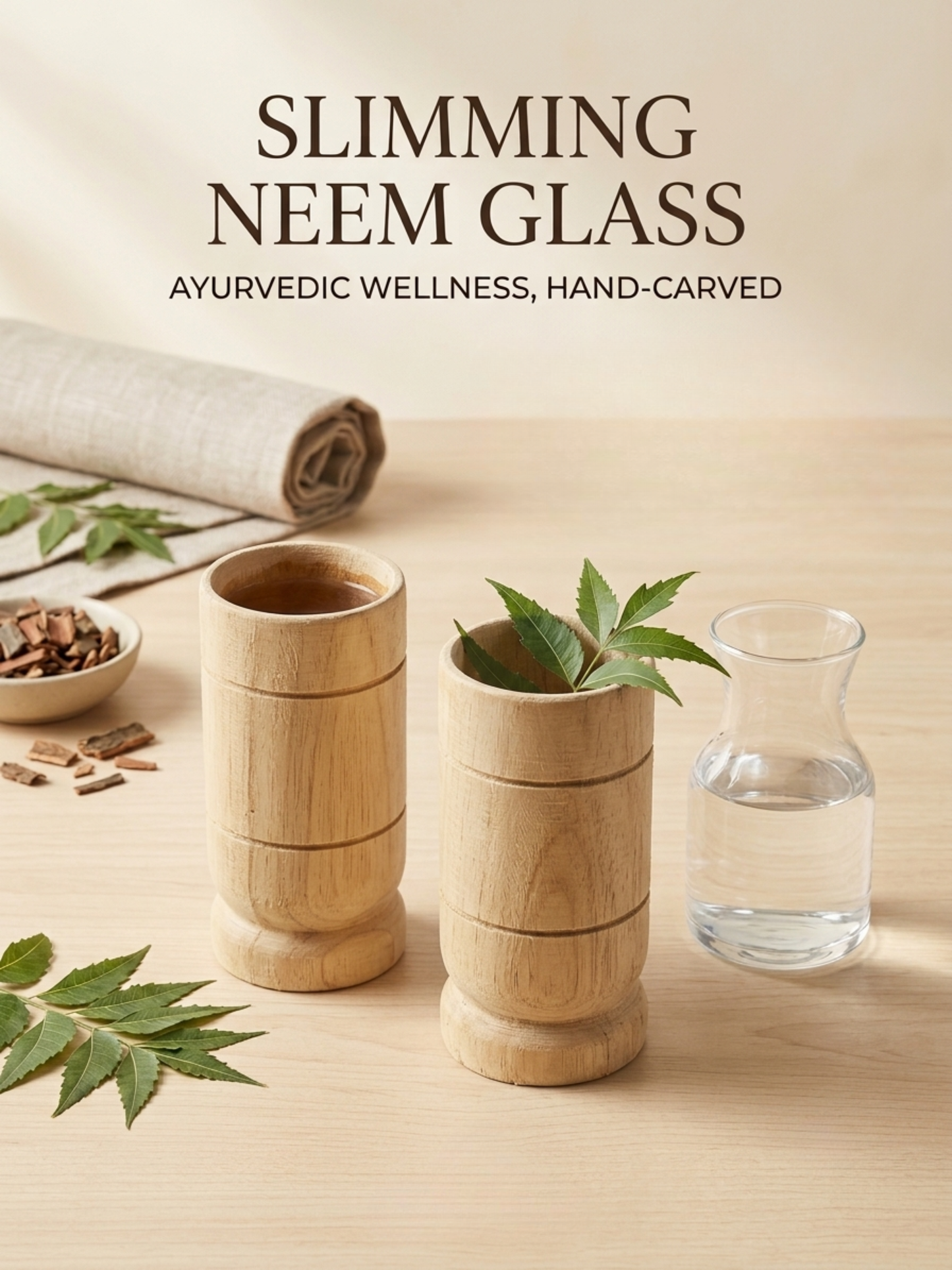 Pure Neem Wood Glass – Natural Ayurvedic Weight Loss & Detox Tumbler